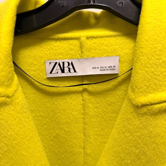 ZARA fluorescent yellow long wool coat SIZE M - Picture 6 of 7